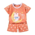 thumbnail image 1 of QTOCIO Toddler Girls Outfits, Kids Girl Clothes, Fashion Girls' Casual Short Sleeve Round Neck Collar Botton Printed Short Pants Sets, Orange B, 2 Years, 1 of 3