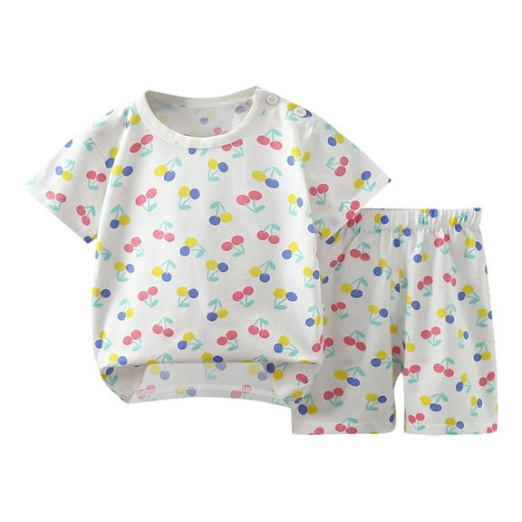 QTOCIO Toddler Girls Pajamas Sets, Baby Girl Clothes, Fashion Casual Summer Children's Short Sleeved Top Shorts Pajamas Set 2-Piece Set, Multicolor, 3 Years