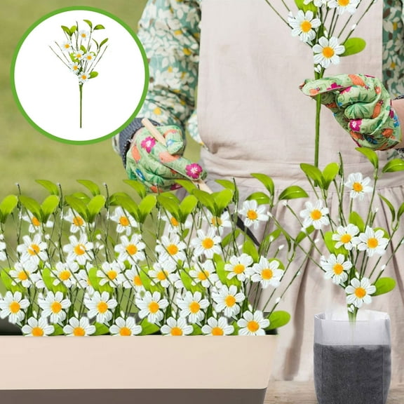 Rvasteizo Home Party Decor, Artificial Flowers for Outdoors, Spring Artificial Greenerys Daisys Fake Flower Wildflower Arrangement Easter Berry Stems Green Leaves