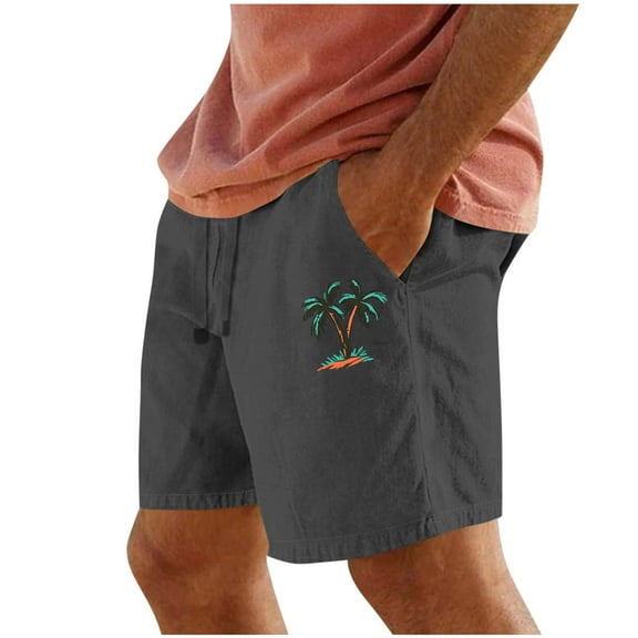HomeGardon Shorts for Men,Shorts Men,Men Casual Print Pocket Elastic Waist Straight Half Beach Shorts Pants Sport Pants,S-XXL