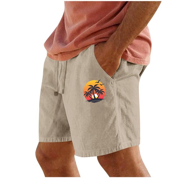 HomeGardon Shorts for Men,Shorts Men,Men Casual Print Pocket Elastic Waist Straight Half Beach Shorts Pants Sport Pants,S-XXL