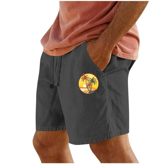 HomeGardon Shorts for Men,Shorts Men,Men Casual Print Pocket Elastic Waist Straight Half Beach Shorts Pants Sport Pants,S-XXL