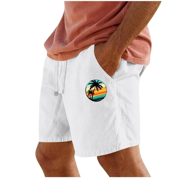 HomeGardon Shorts for Men,Shorts Men,Men Casual Print Pocket Elastic Waist Straight Half Beach Shorts Pants Sport Pants,S-XXL