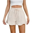 thumbnail image 1 of HomeGardon Womens Linen Shorts Cotton and Linen Casual Pants with Ruffles Elastic Waist Drawstring Shorts,S-XXL, 1 of 5