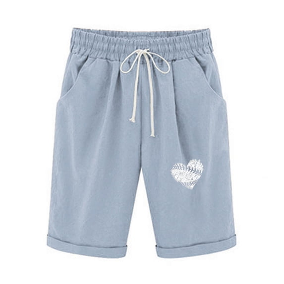 HomeGardon Womens Linen Shorts Shorts Cotton and Linen Fashionable Printing Elastic Waist 5-inch Pants Drawstring 5-inch Shorts,S-XXL