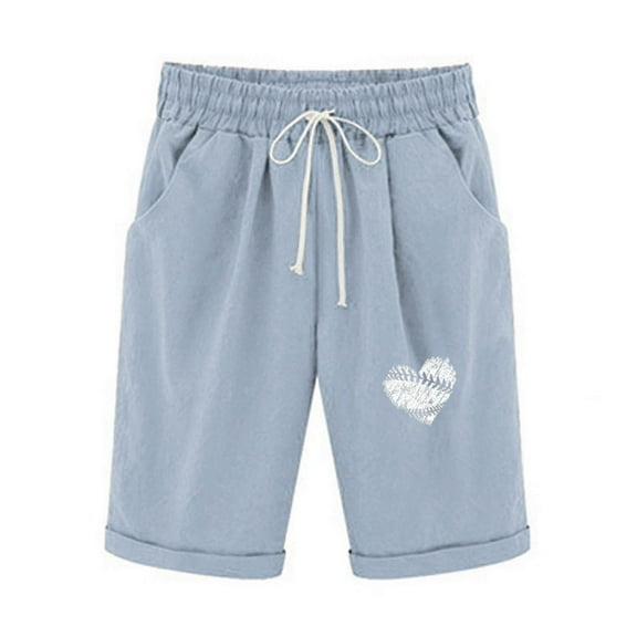 HomeGardon Womens Linen Shorts Shorts Cotton and Linen Fashionable Printing Elastic Waist 5-inch Pants Drawstring 5-inch Shorts,S-XXL