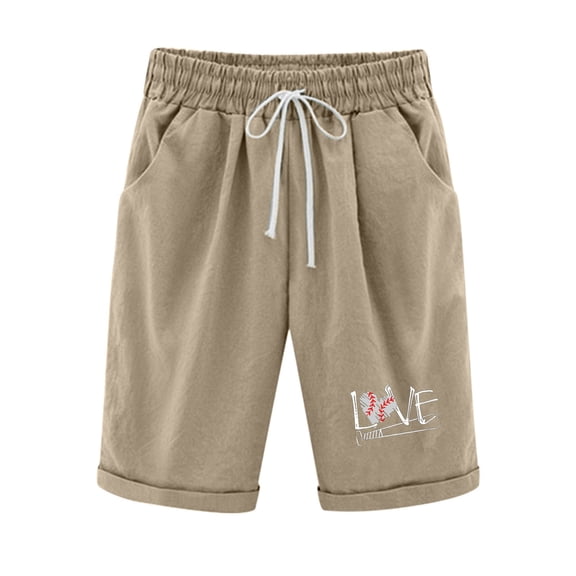 HomeGardon Womens Linen Shorts Shorts Cotton and Linen Fashionable Printing Elastic Waist 5-inch Pants Drawstring 5-inch Shorts,S-XXL