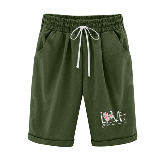 HomeGardon Womens Linen Shorts Shorts Cotton and Linen Fashionable Printing Elastic Waist 5-inch Pants Drawstring 5-inch Shorts,S-XXL