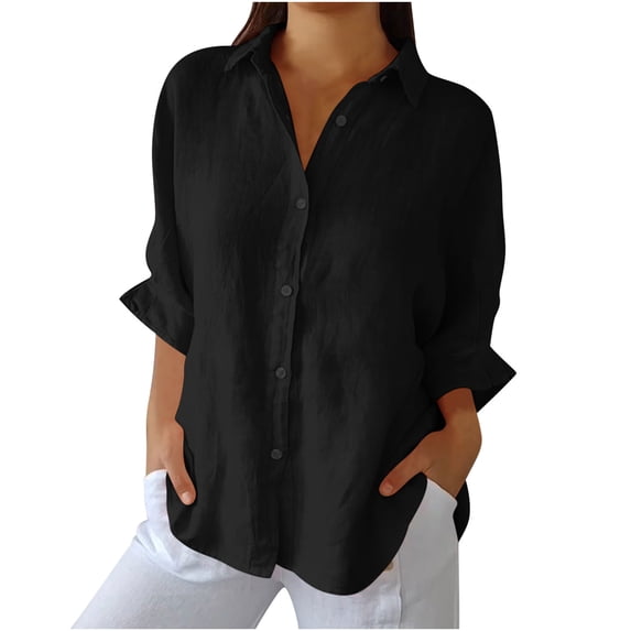 HomeGardon Womens Short Sleeve Shirts,Womens Tshirts,Women Solid Casual Cotton and Linen Tie Back Fashion Shirt,S-XXL