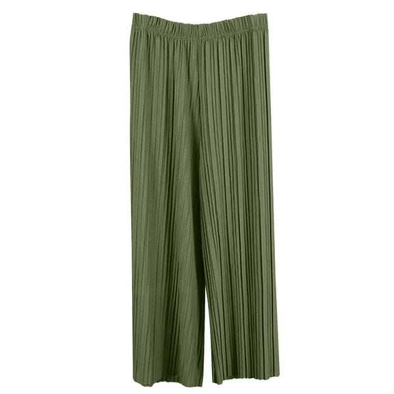 HomeGardon Womens Wide Leg Pants,Pants for Women Loose Large Size Chiffon Casual Pants Versatile Pants Nine-point Pants