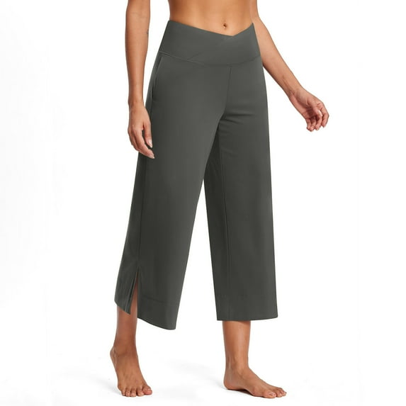 Homenesgenics Shorts for Women Women Oversized Drying Tight Elastic Comfortable Fitness Pocket Side Slits Pants Yoga Pants Gray XL