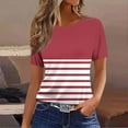 thumbnail image 1 of Summer Homenesgenics Womens Tops under $5 Women's Casual and Fashionable Printed T-Shirt with Round Neck and Short Sleeved Top Red XL, 1 of 4