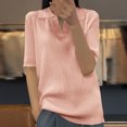 thumbnail image 1 of Summer Homenesgenics Womens Tops under $5 Women'S Solid Color V-Neck Five-Point Sleeve Casual Shirt Top Pink XXL, 1 of 3