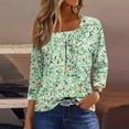 thumbnail image 1 of Summer Homenesgenics Womens Tops under $5 Women's Fashion 3/4 Sleeved Blouse Printed T-Shirt Casual Top Green M, 1 of 5