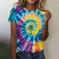 thumbnail image 1 of Summer Homenesgenics Womens Tops under $5 Women's Spring and Summer Printed Casual Pullover with Short Sleeves Multicolor M, 1 of 4
