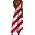 thumbnail image 1 of Joau Womens American Flag 4th of July Dresses Star Striped Patriotic Spaghetti Strap Sleeveless Maxi Dress Summer Beach Sundresses, 1 of 5
