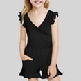 thumbnail image 1 of Summer Clearance!KkSLirnhs 11 years Swimsuit Girls 14-16 Shirt and Shorts Girls Solid Color Medium Size Children's Chest Padded Jumpsuit with Lace and Pocket Swimsuit 7-16 Years Old Black, 1 of 9