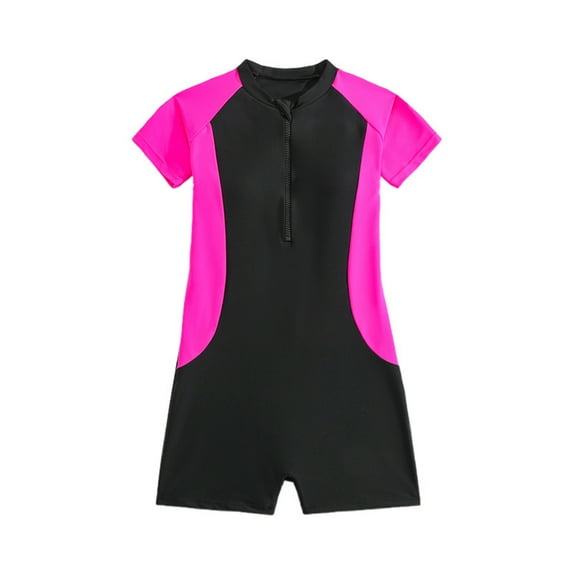 Summer Clearance!KkSLirnhs 12-13 Years Swimsuit Girls Size 6 Girls' Children's Color Blocked Conservative Swimsuit Surfing Suit Pink