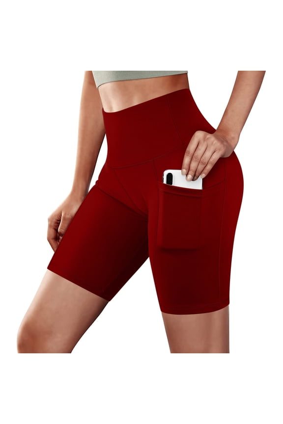 Summer Shorts for Women, Women Basic Slip Bike Shorts Compression Workout Leggings Yoga Shorts Pants Red XXL