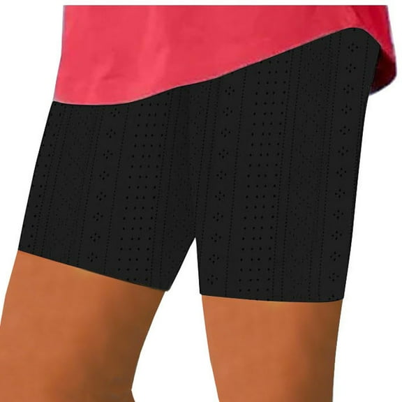 Loopsun Summer Shorts for Women, Womens Elastic Waist Summer Solid Casual with Outing Shorts Pants Black XL