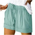 thumbnail image 1 of Loopsun Summer Shorts for Women, Womens Plus Size Comfy Drawstring Casual Elastic Waist Pocket Loose Shorts Pants Mint Green XL, 1 of 5