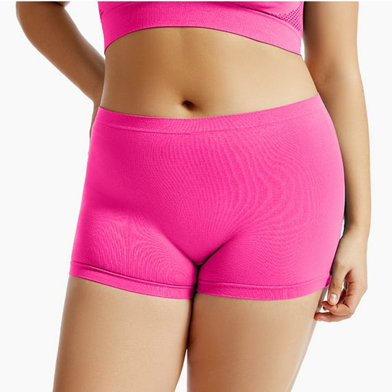 Loopsun Summer Shorts for Women, Womens Solid Color Large Flat Angle Bottom Four Corner Bottom Short Bottom Shorts Hot Pink XL