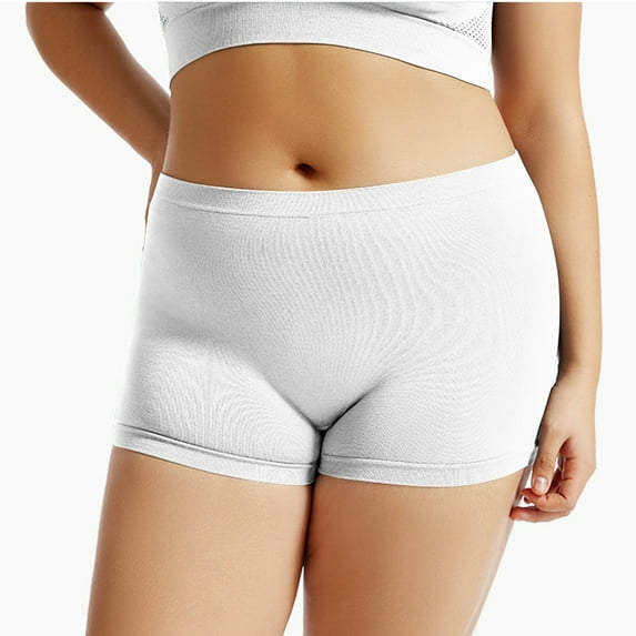 Loopsun Summer Shorts for Women, Womens Solid Color Large Flat Angle Bottom Four Corner Bottom Short Bottom Shorts White L