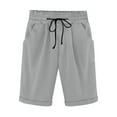 thumbnail image 1 of Loopsun Summer Shorts for Women, Womens Summer Elastic Waist Drawstring Side Pocket Solid Color Short Pants 5/4 Gray XXL, 1 of 5