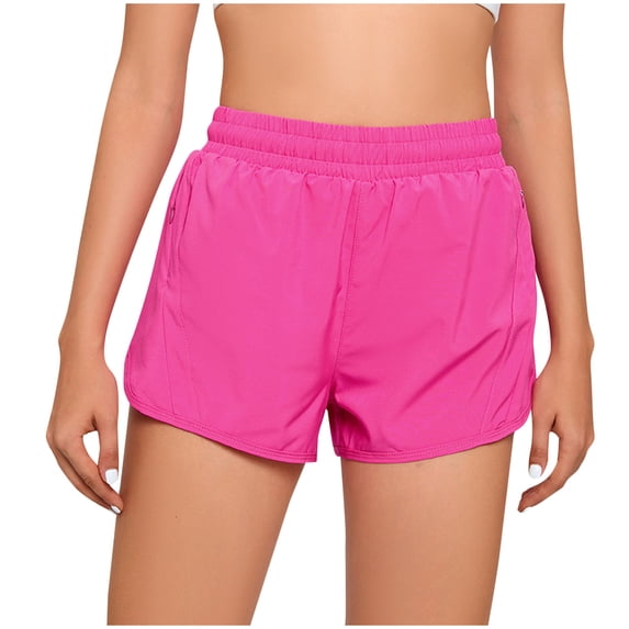 Loopsun Summer Shorts for Women, Womens Summer Solid Pocket Casual Sports Shorts Hot Pink M