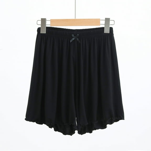 Loopsun Summer Shorts for Women, Womens Summer Wide Leg High Waist Outing Bandage Solid Short Pants Black XL