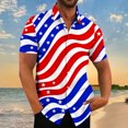 thumbnail image 1 of Summer! Men's Independence Day Shirts Trendy American Flag Printed Button Tees Casual Short Sleeve Turndown Collar Tops Multicolor XL, 1 of 4