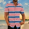thumbnail image 1 of Summer Clearance! Men's Independence Day Shirts Trendy American Flag Printed Button Tees Casual Short Sleeve Turndown Collar Tops Multicolor XXXXXL, 1 of 4