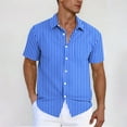 thumbnail image 1 of Summer Clearance Ofreoo Men's Vertical Short Sleeve Turn - Down Collar Button Cardigan Pocket Shirt, 1 of 5