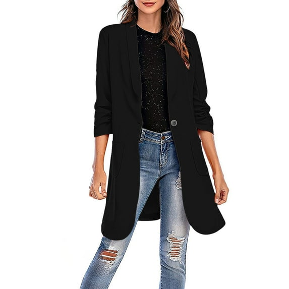 Summer Clearance Ofreoo Women's Casual Blazer Jackets Suit With Pokets Colored Long Sleeve For Business Office