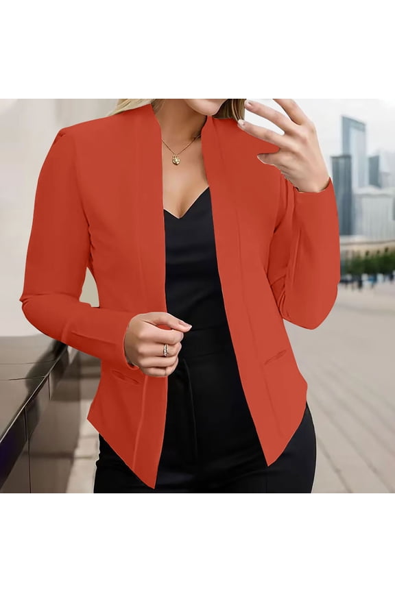 Summer Clearance Ofreoo Women's Casual Fashion Pocket Solid Color Shawl Suit Jacket Blazer Top