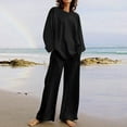 thumbnail image 1 of Oversized Tshirts for Women Women's 2 Piece Outfits Sweater Set Knit Pullover Tops High Waisted Pants Sweatsuits Lounge Set Ndbuld Black 4XL, 1 of 6