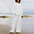 thumbnail image 1 of Summer Clearance Oversized Tshirts for Women Women's 2 Piece Outfits Sweater Set Knit Pullover Tops High Waisted Pants Sweatsuits Lounge Set Ndbuld White 5XL, 1 of 6