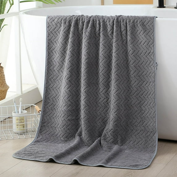 PRETXORVE Bath Towels, Shower Towels, Velvet Bath Towel Towel for Adult Daily Use at Home Absorbent Dry Hair Towel That Does not Hair Beach Towel Strip Patterned Bath Towel