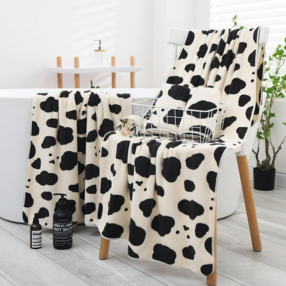 PRETXORVE Bath Towels, Shower Towels, Velvet Towel Bath Towel Soft High Density Cow Models Set of Towels Home Daily Couples Gift Bath Towel