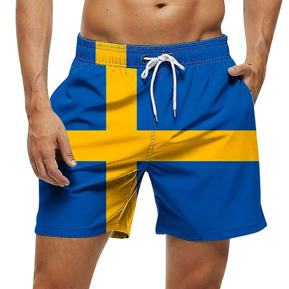 Summer Clearance Pitauce 4th of July Mens Patriotic Swim Trunks xPatriotic Beach Board Shorts Summer Casual Bathing Suit with Pockets