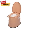 thumbnail image 1 of Indoor Outdoor  Portable Toilet with Non-slip Mat Brown Lightweight & Compact for Camping, Boat, Van, Emergency Use, 1 of 9