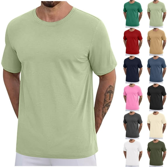 BiZtdJrK Mens T-Shirts Casual Crew Neck Short Sleeve Blouses Cotton Basic Tees Tops Solid Color Summer Shirts Big and Tall Workout Tshirts Black XXL