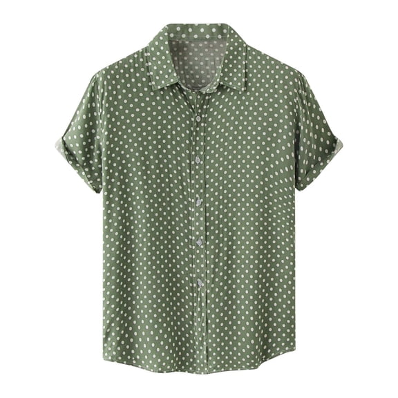 Summer SMihono Men's Shirt Beach Shirt Hawaiian Casual Polka Shirt Lapel Short Sleeve Shirt Top Blouse Mens Turndown collar Tees Shirt Green 8