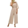 thumbnail image 1 of Joau Womens Summer Dressy Casual Jumpsuits 3/4 Sleeve Square Neck Smocked Wide Leg Long Pants Rompers One Piece Outfits, 1 of 6