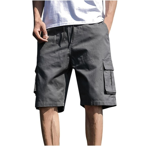 Joau Mens Casual Cargo Shorts Classic Stretch Drawstring Cargo Shorts Outdoor Quick Dry Lightweight Camping Hiking Workout Shorts with 6 Pockets