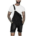 thumbnail image 1 of Joau Mens Denim Shorts Bib Overalls Jean Romper Casual Loose Fit Button Pockets Summer Ripped Distressed Jumpersuit Above Knee Length Suspender Pants, 1 of 9
