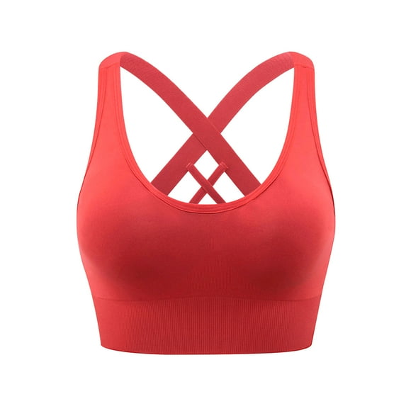 Joau Sports Bra for Women Padded Medium Support Criss Cross Strappy Back Bras Comfort Seamless High Impact Yoga Exercise Athletic Bras