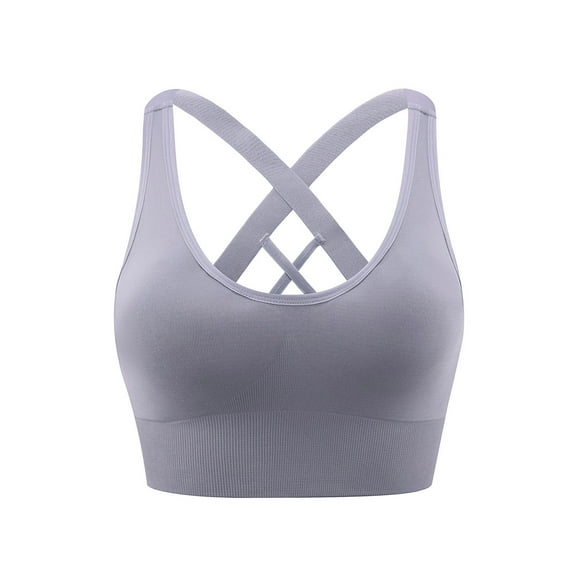 Joau Sports Bra for Women Padded Medium Support Criss Cross Strappy Back Bras Comfort Seamless High Impact Yoga Exercise Athletic Bras