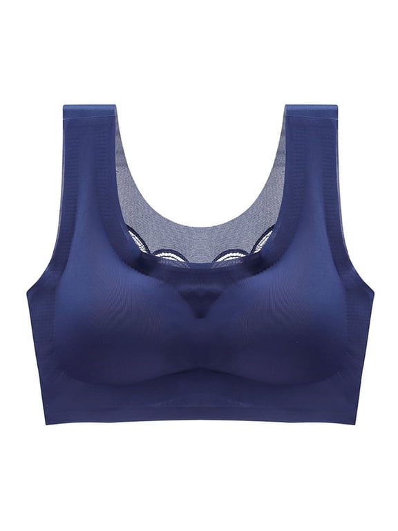 Women's Plus Size Seamless Moisture-Wicking Bra Low-Impact Athletic Running Workout Yoga Bra Medium Support Comfort Wirefree T-Shirt Bra