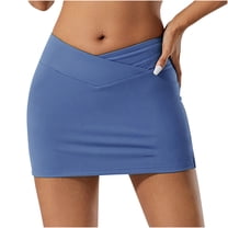 Miqool Tennis Skirts for Women, Crossover High Waisted Tummy Control Athletic Workout Running Sports Golf Skorts Skirts